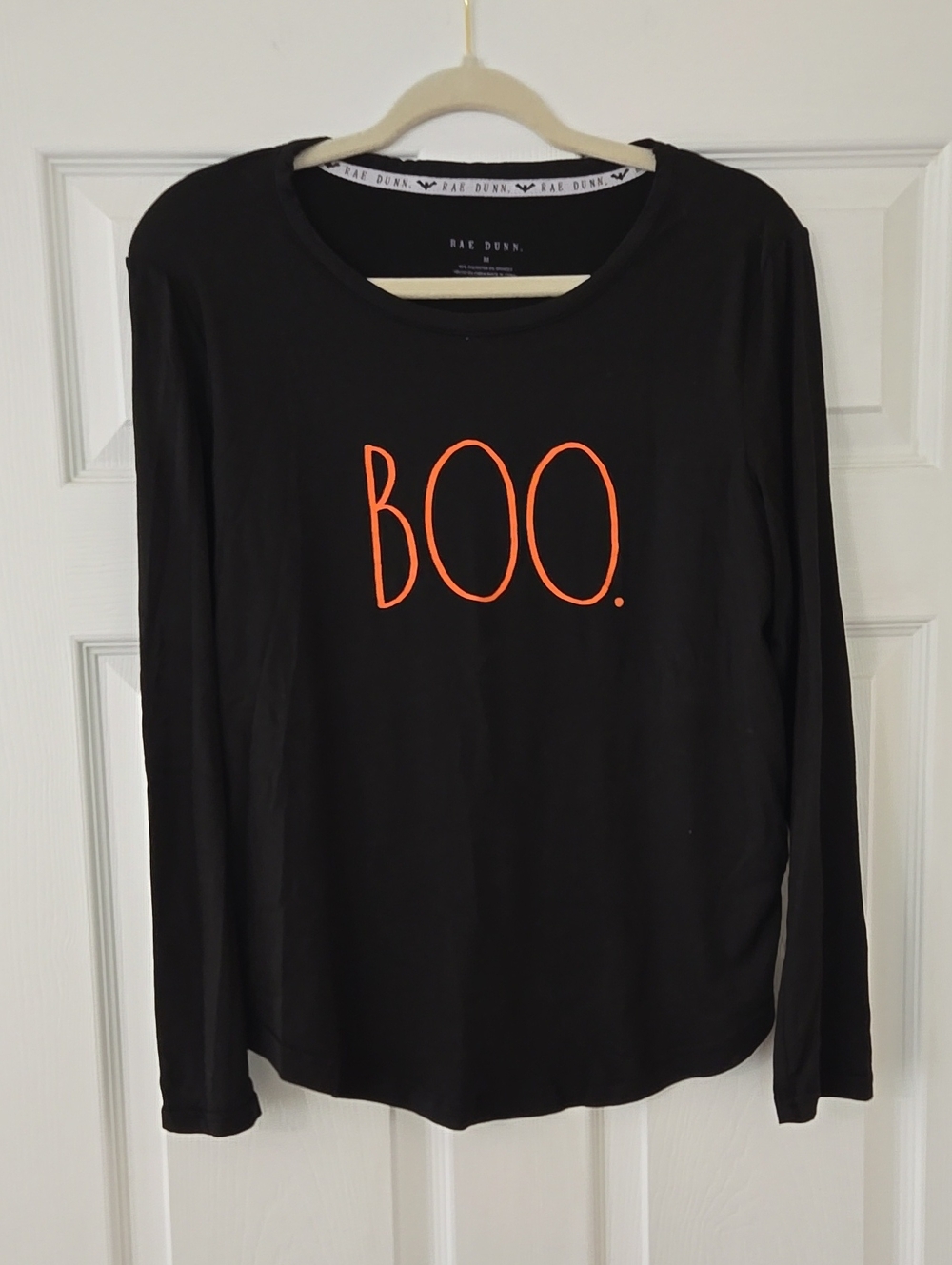 Rae Dunn Black Long Sleeve Tee with Orange "BOO." Print